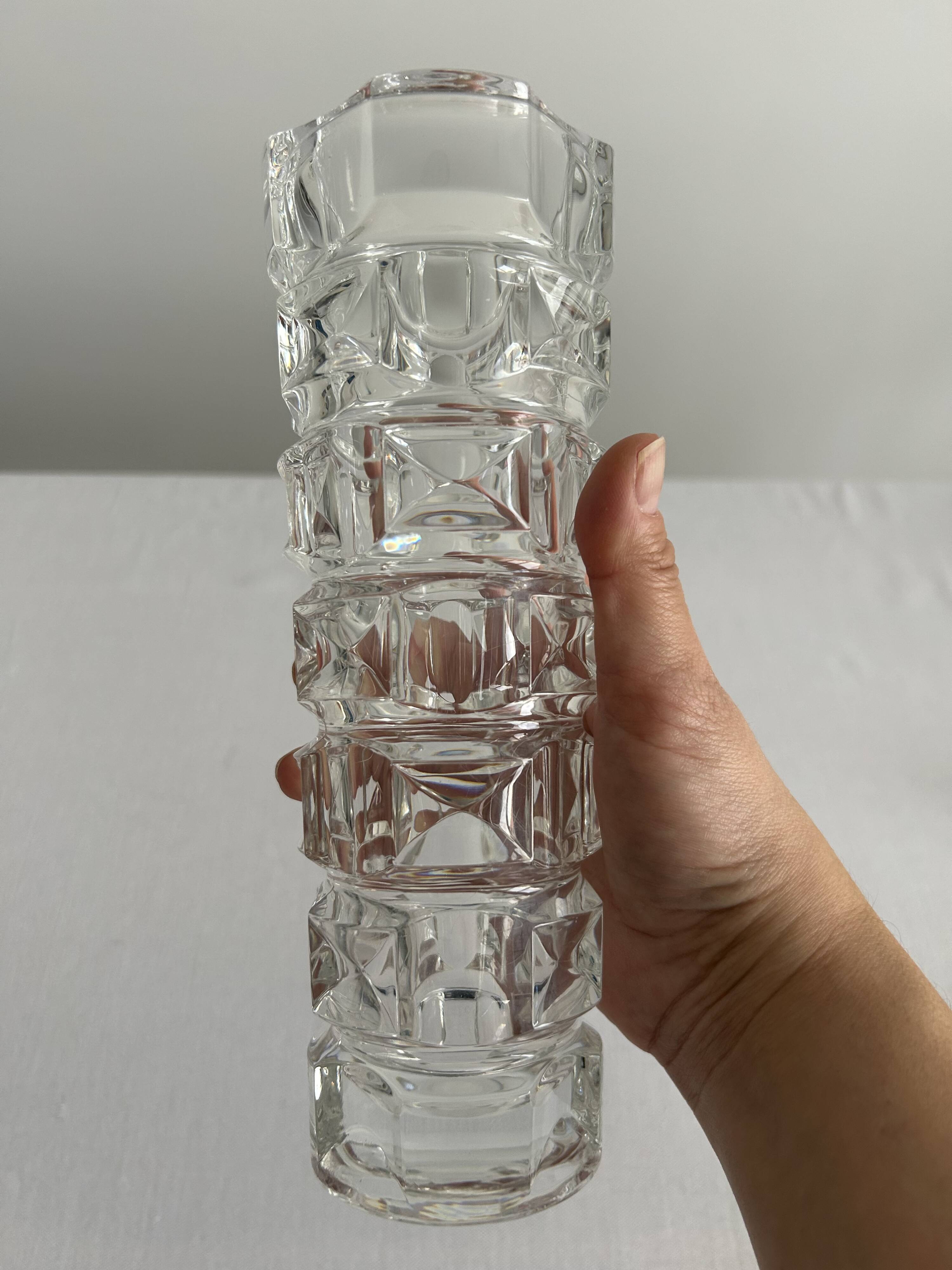 Crystal vase - Cristal d’Arques - geometric design