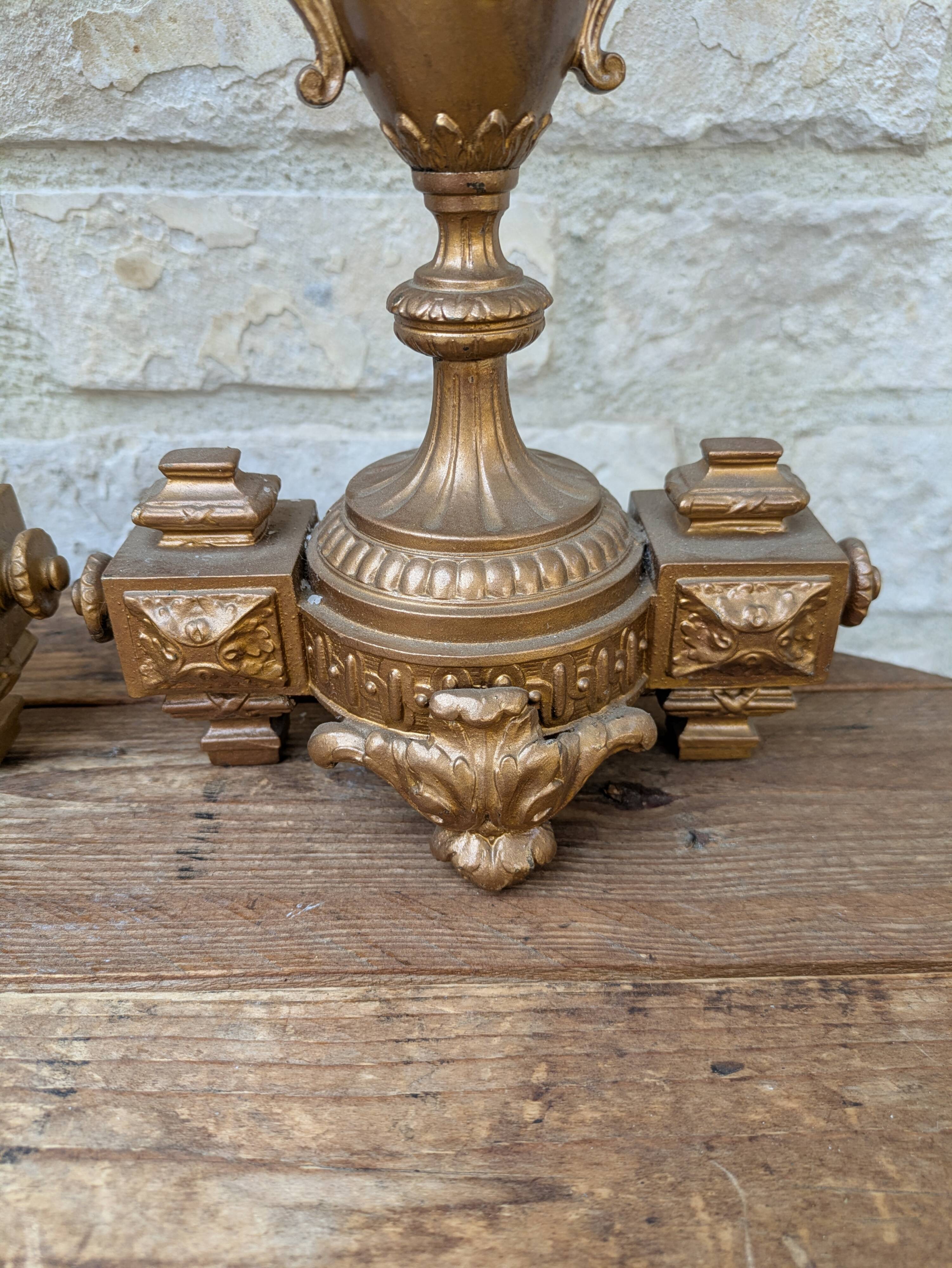 Pair of metal candelabra candle holders with 5 branches, 41cm