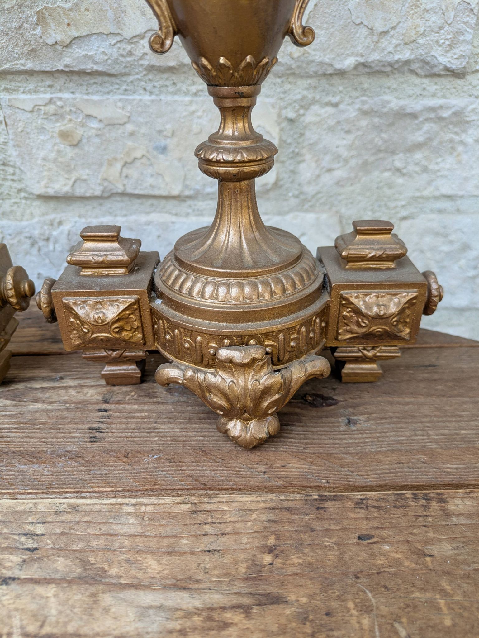 Pair of metal candelabra candle holders with 5 branches, 41cm