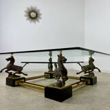 Old brass and gilded bronze table horses design from the 70s vintage Horses