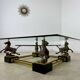 Old brass and gilded bronze table horses design from the 70s vintage Horses