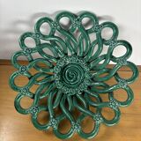 Openwork green ceramic bowl from Vallauris, 1950s.