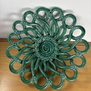 Coupe ajourée en céramique verte Vallauris, années 1950