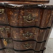 Dutch display cabinet in two parts made of marquetry wood.
