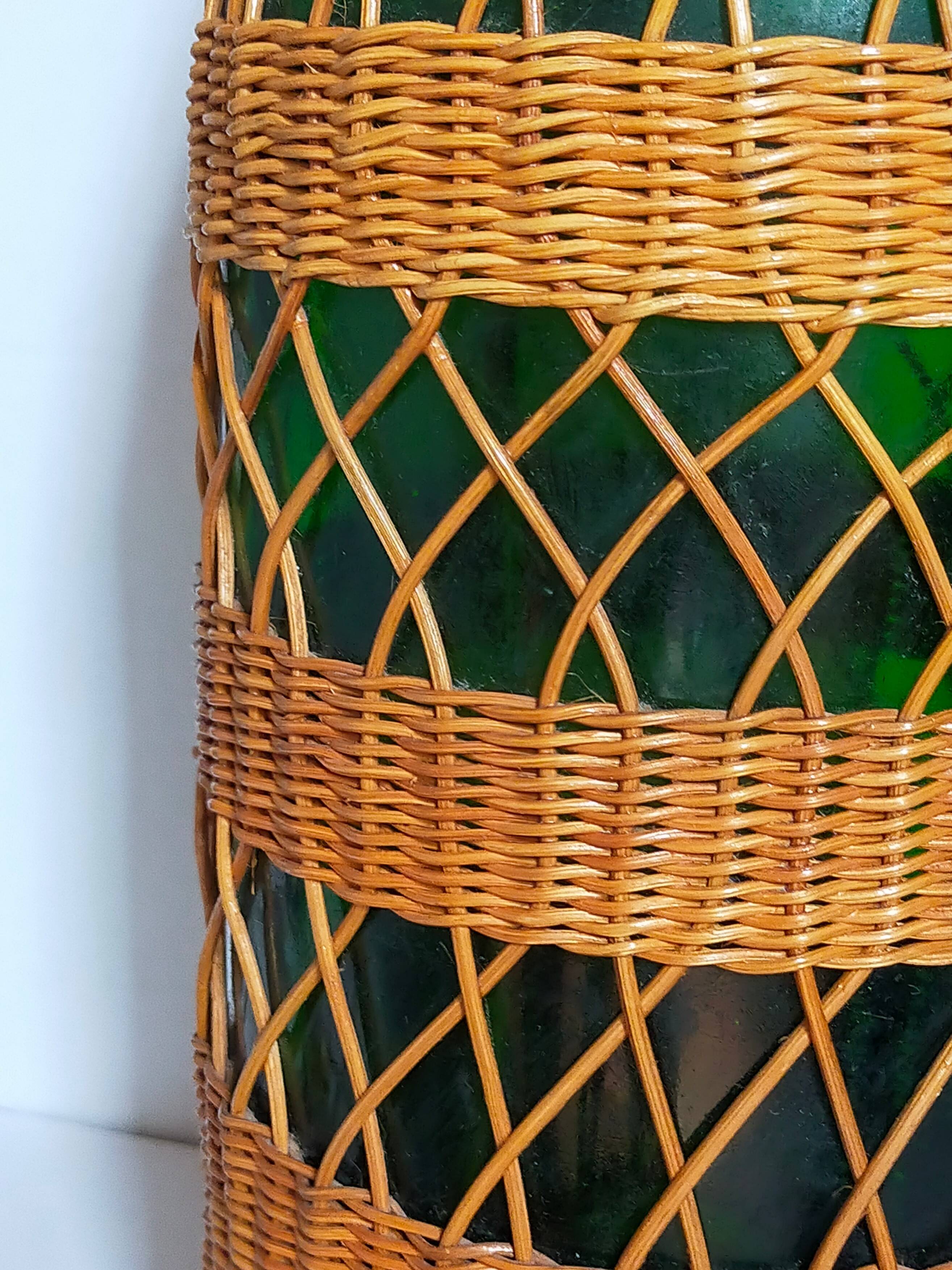 XL bottle lamp foot dressed in rattan 50s