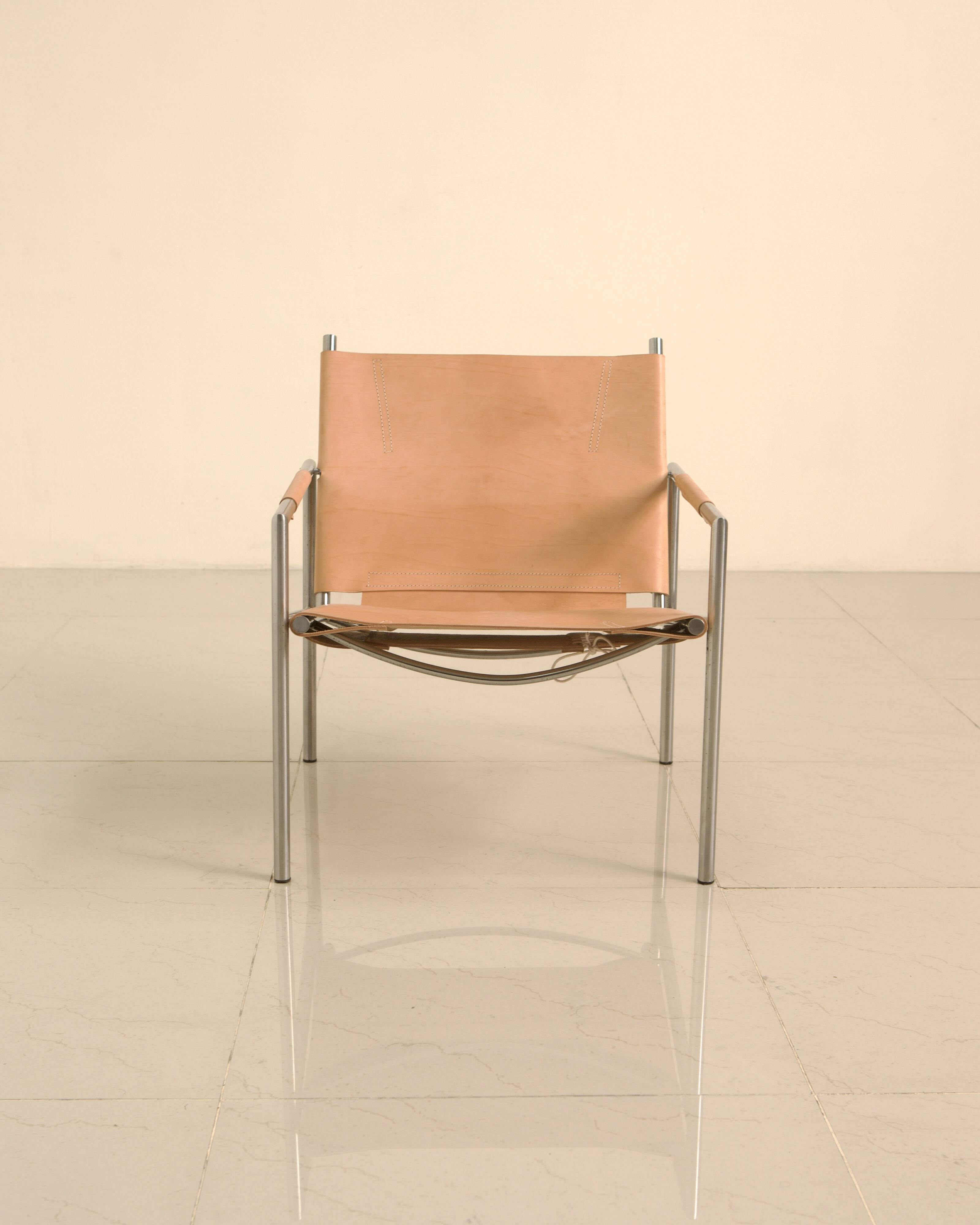Fauteuil "SZ02" cuir beige naturel par Martin Visser pour Spectrum 00's