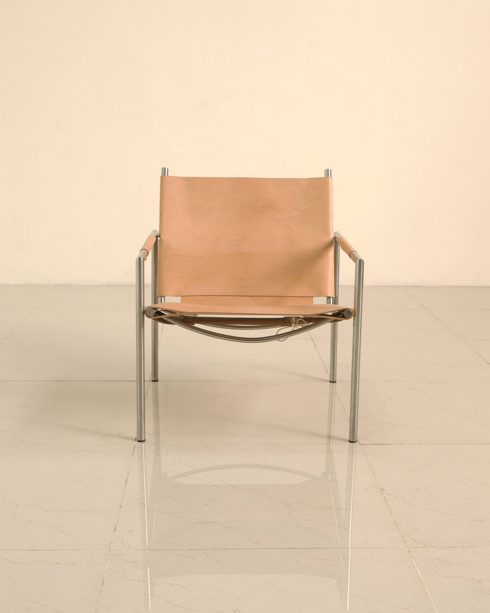 "SZ02" armchair in natural beige leather by Martin Visser for Spectrum 00's