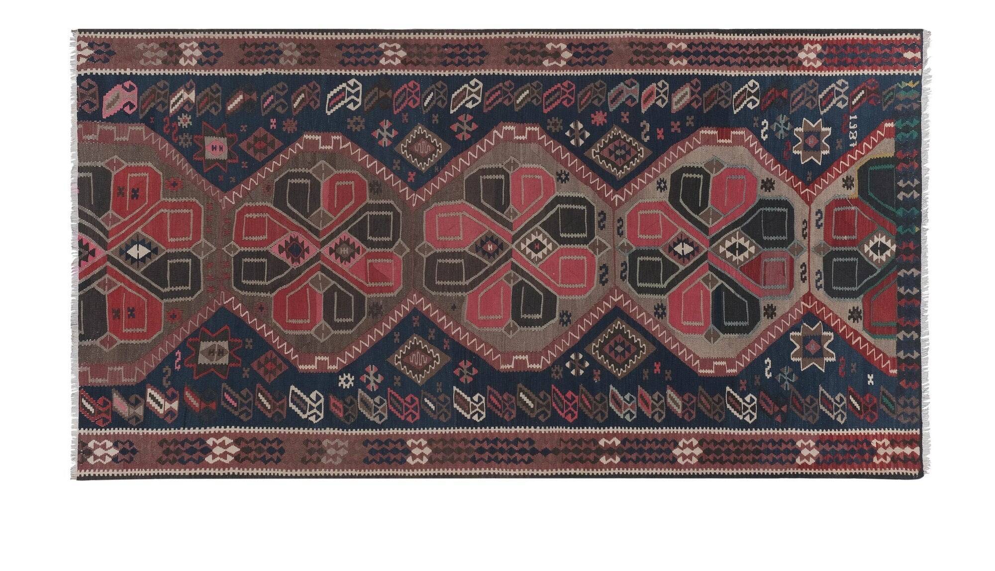 Vintage Turkish kilim, handwoven, 181x351 cm.