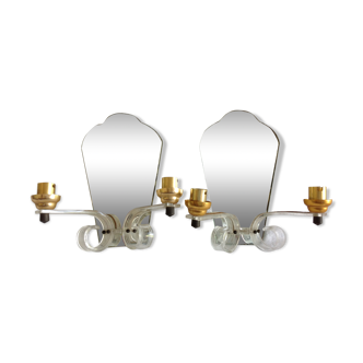 Vintage mirror wall light duo