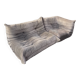 100% authentic Ligne Roset Togo 2-seater & corner diagonal striped fabric