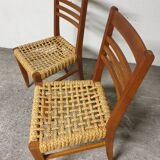 Vibo chairs in oak and rope 1950 set of 2