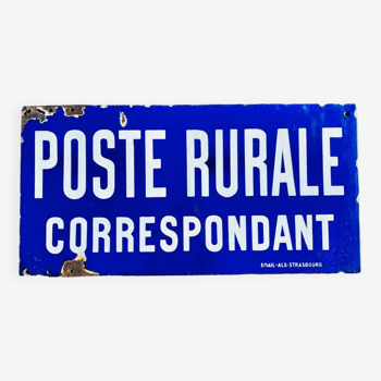 Large double-sided old rural post office enameled plaque