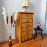 Vintage rattan rag chest of drawers