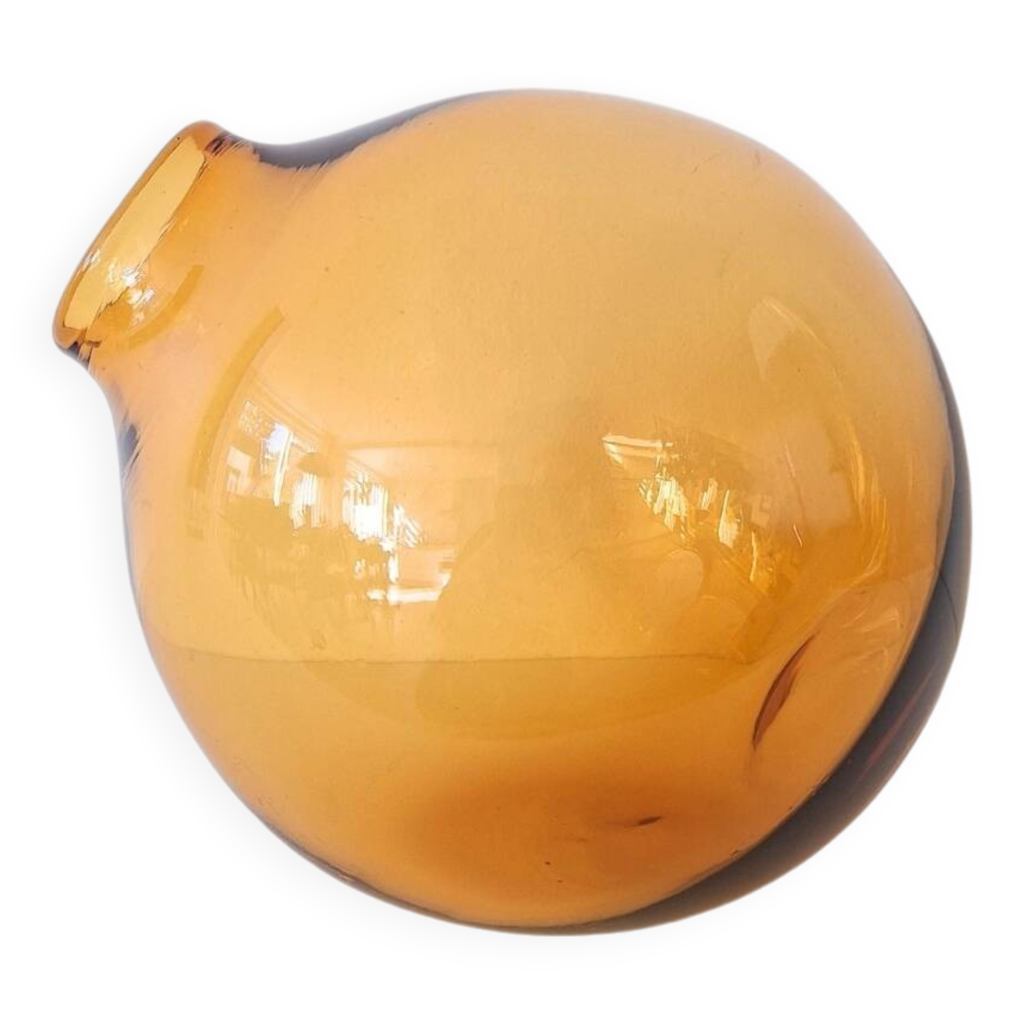 Mouth-Blown Amber Glass Glass - Multiple Orientations - 1990s, Italy