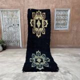 Moroccan Boujad rug black - 108 x 323 cm