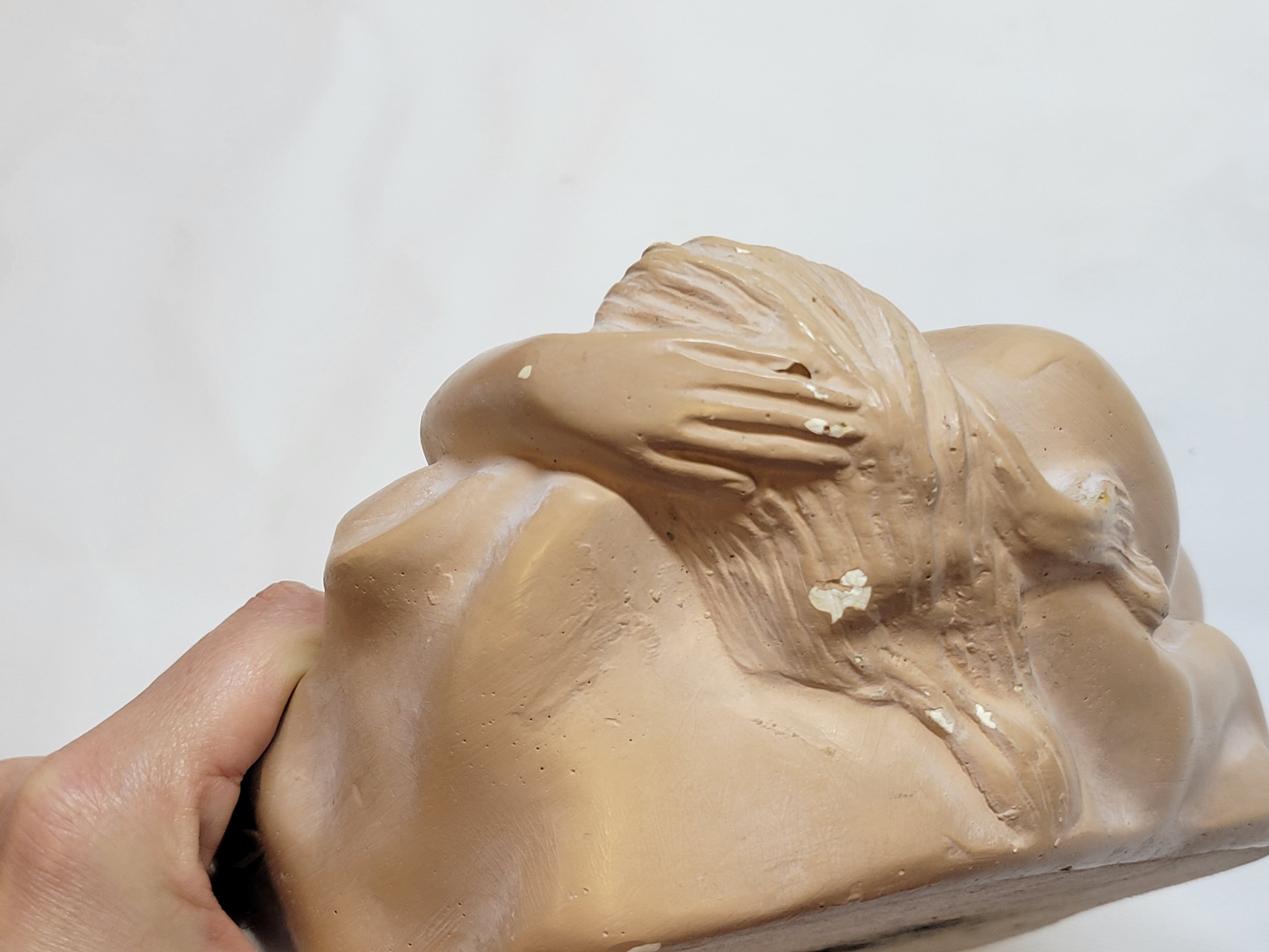 Empty plaster pocket sleeping woman art nouveau signed Carlo Conte