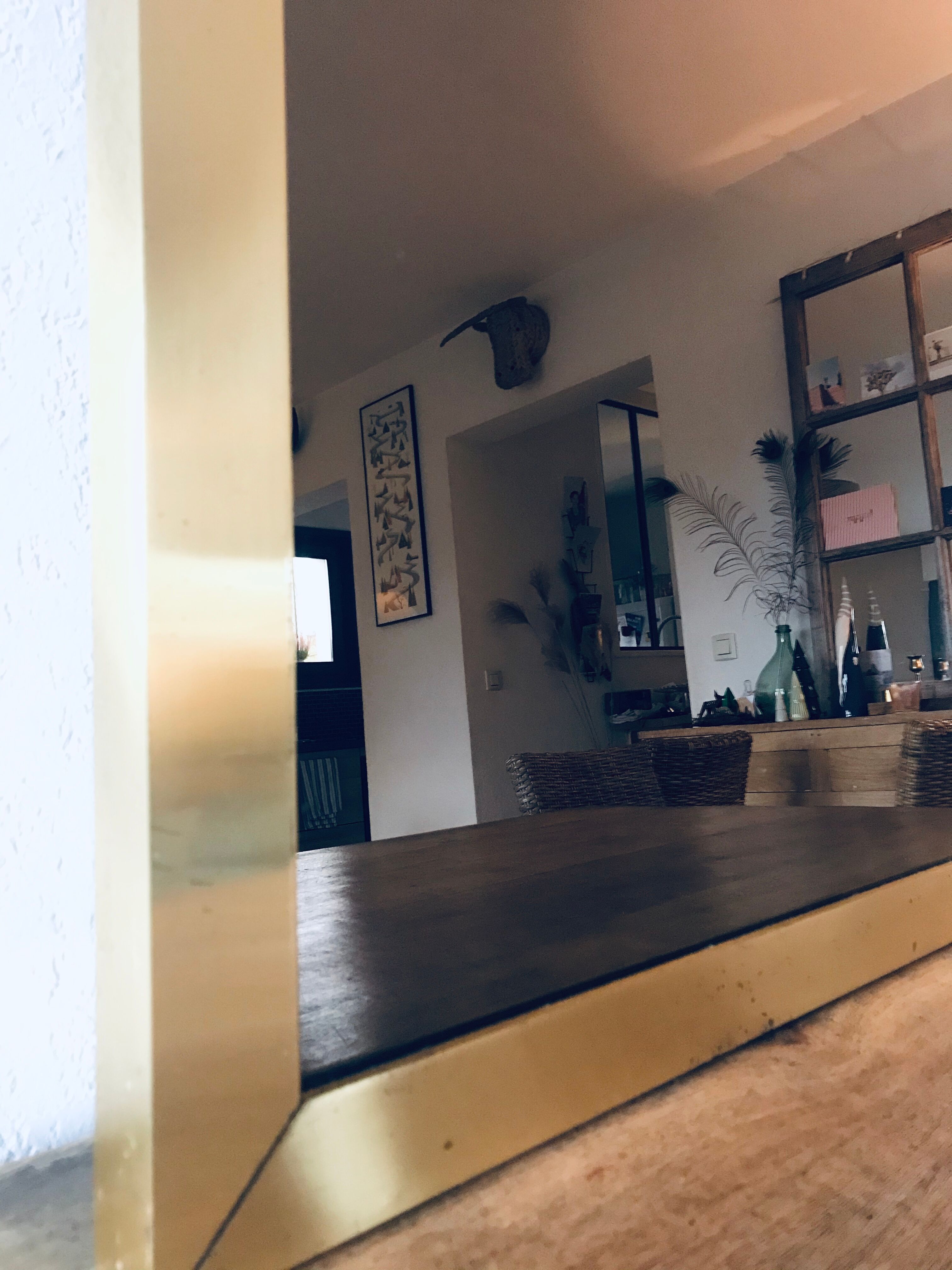 Italian brass mirror and smoked glass - 90x70cm