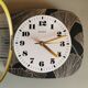 Vintage formica clock rectangular silent wall pendulum "Beroz black gold"