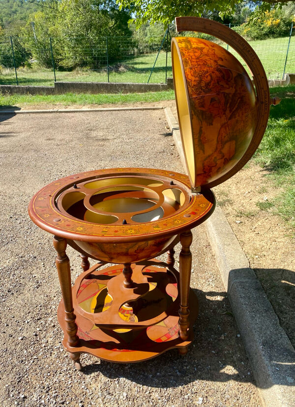 Bar mappemonde globe terrestre sur roulettes des années 60