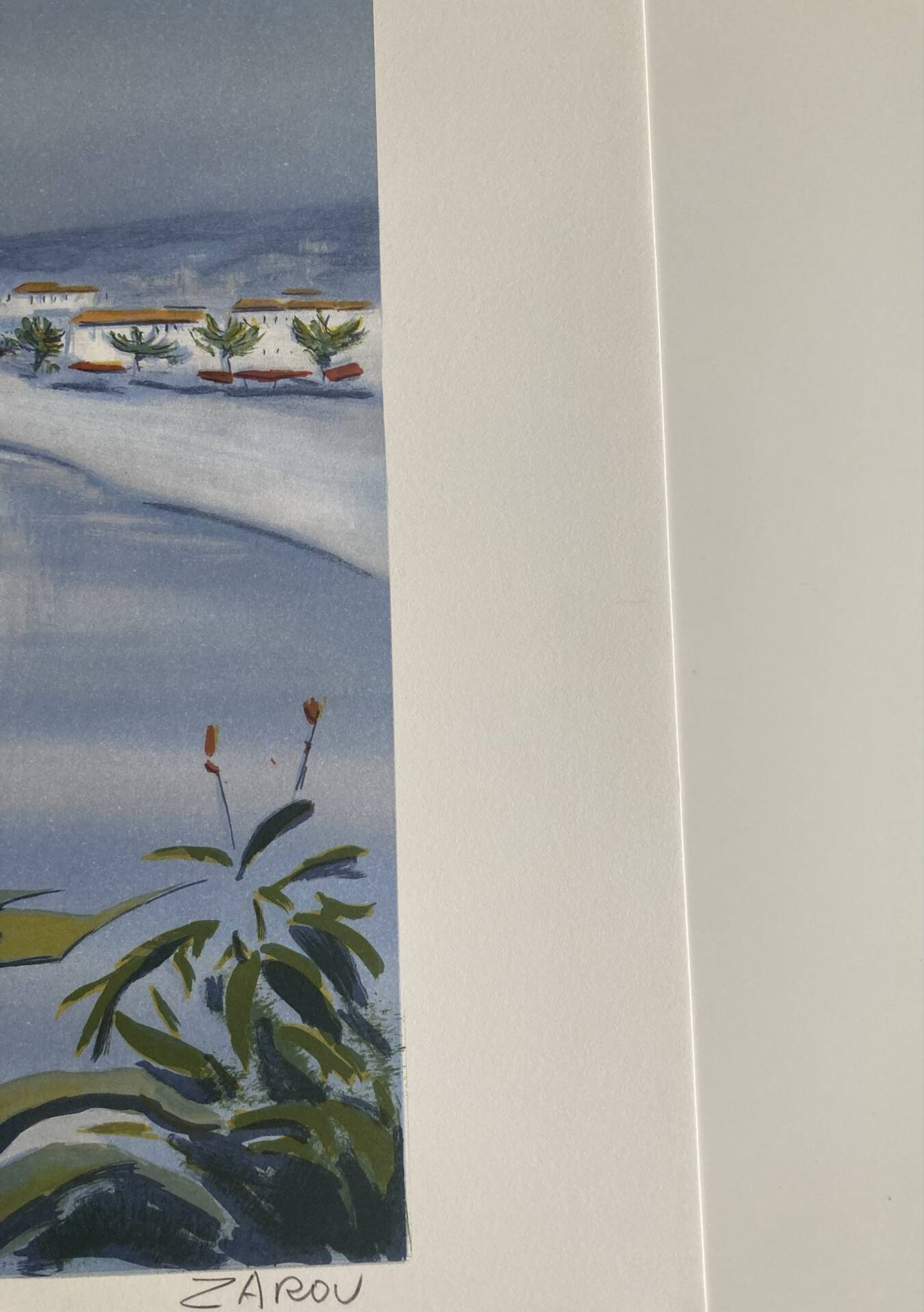 Lithograph signed by the French artist Victor ZAROU - Coastal view