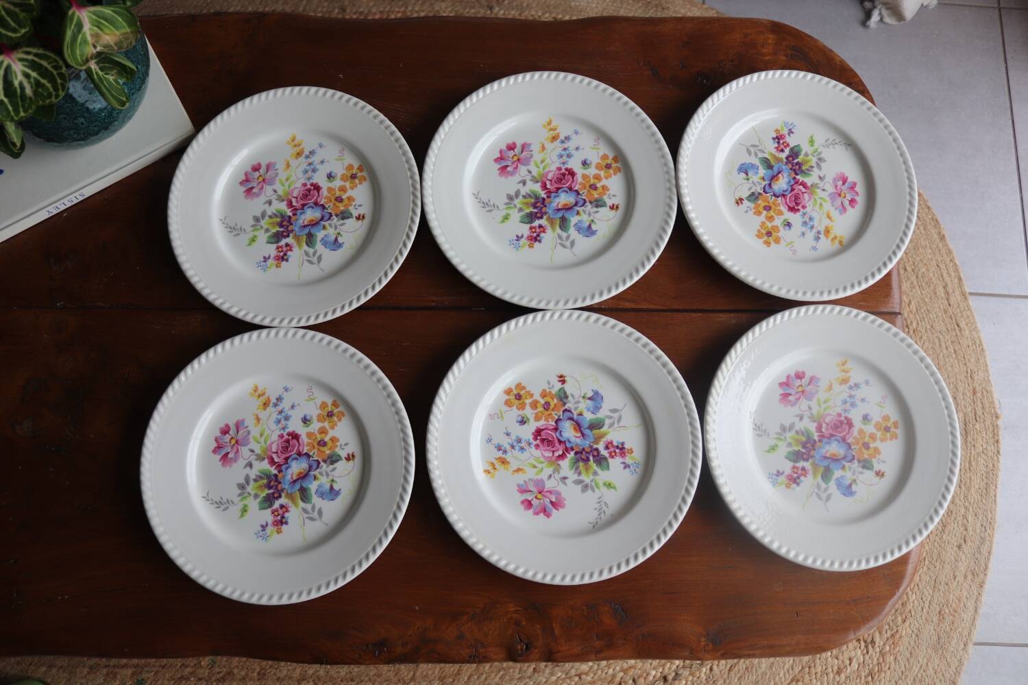 6 flowery plates KG Lunéville