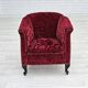 1950s, Danish vintage chair, red cotton/wool fabric, beech wood.