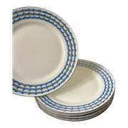 ensemble de 5 assiettes géométriques porcelaine de limoges