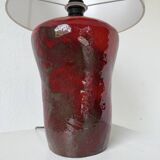 Red ceramic table lamp from the 70s