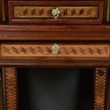 Rare small marquetry display cabinet, louis xvi style – mid 19th century