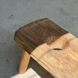 Side table in blond teak openwork tray