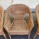 Rattan and woven wicker armchair in vintage bohemian style
