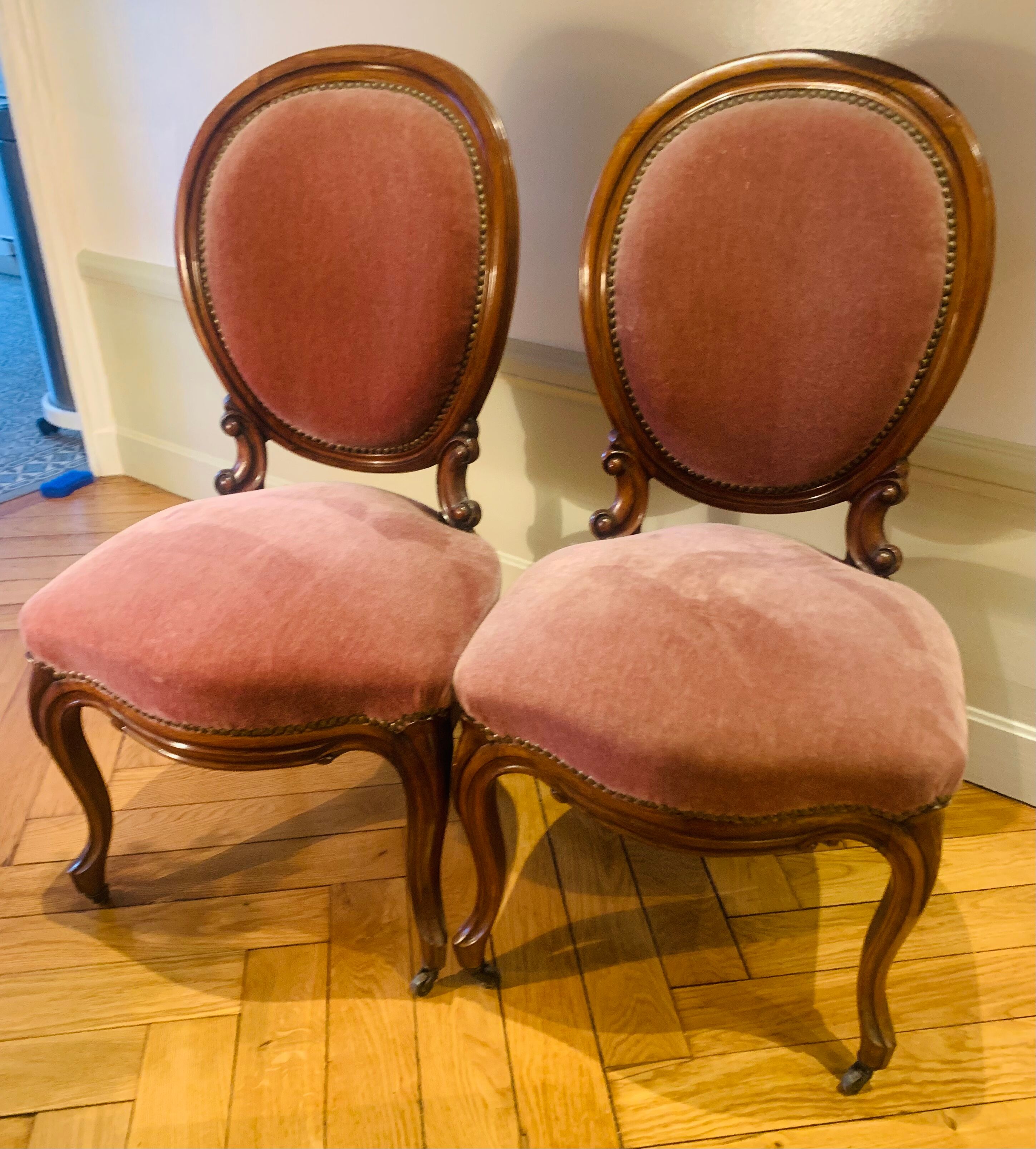 Pair of Napoleon III medallion chairs