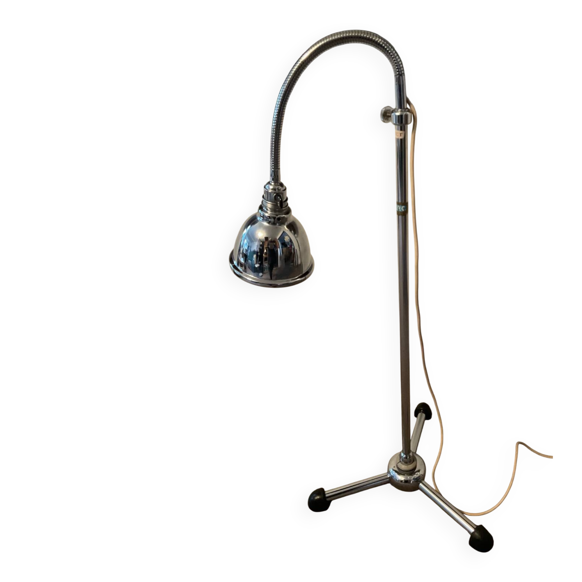 Lampadaire médical ou d’atelier des années 50-60 en métal chromé 
