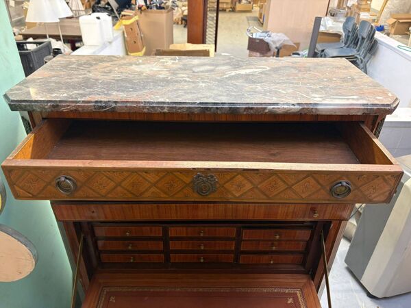 Secrétaire ancien marqueterie + dessus marbre