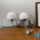 Pair of seventies wall sconces with chrome metal and opaline glass globe.