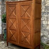 Vintage solid oak cross-braced wardrobe 1940