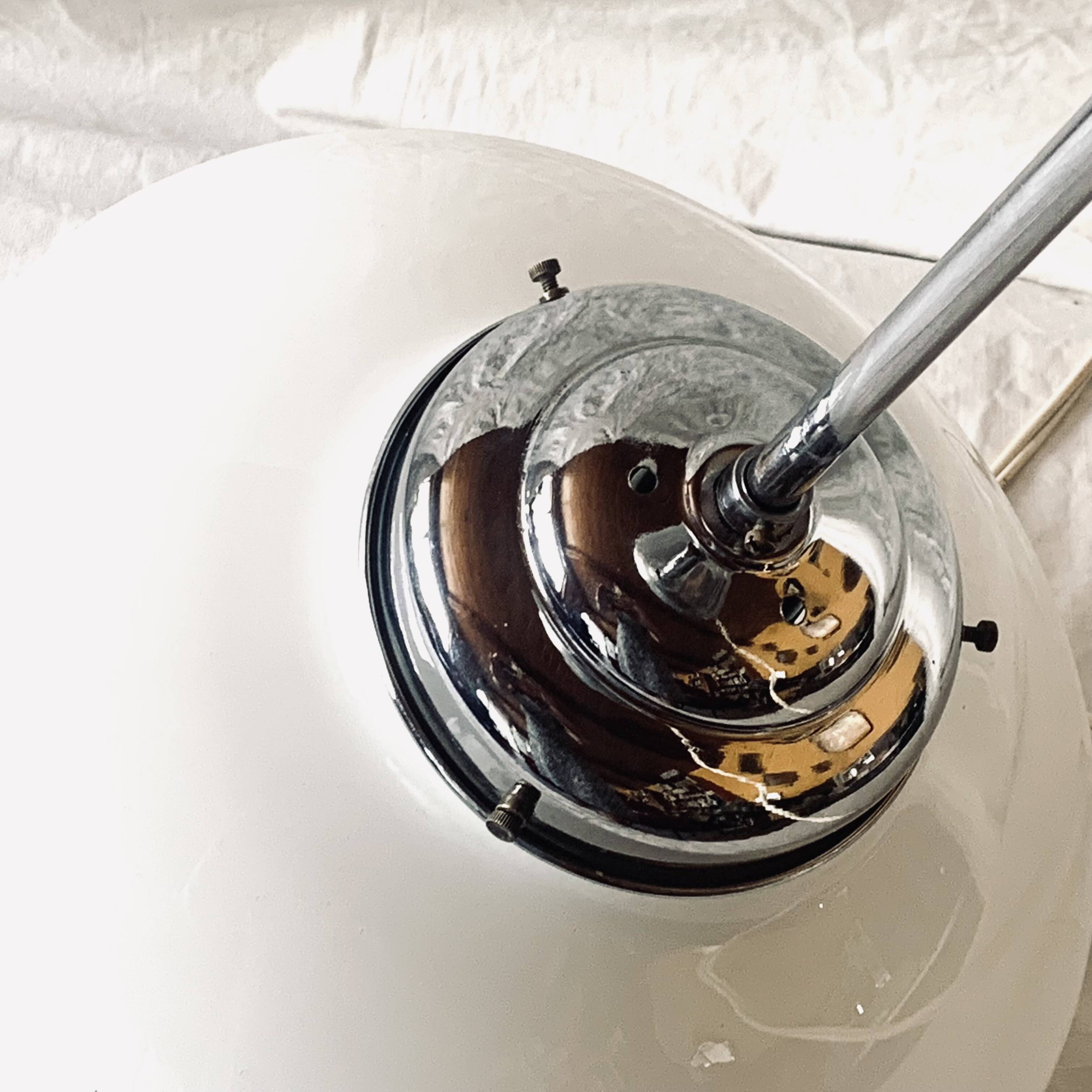 Art Deco pendant light in white opaline