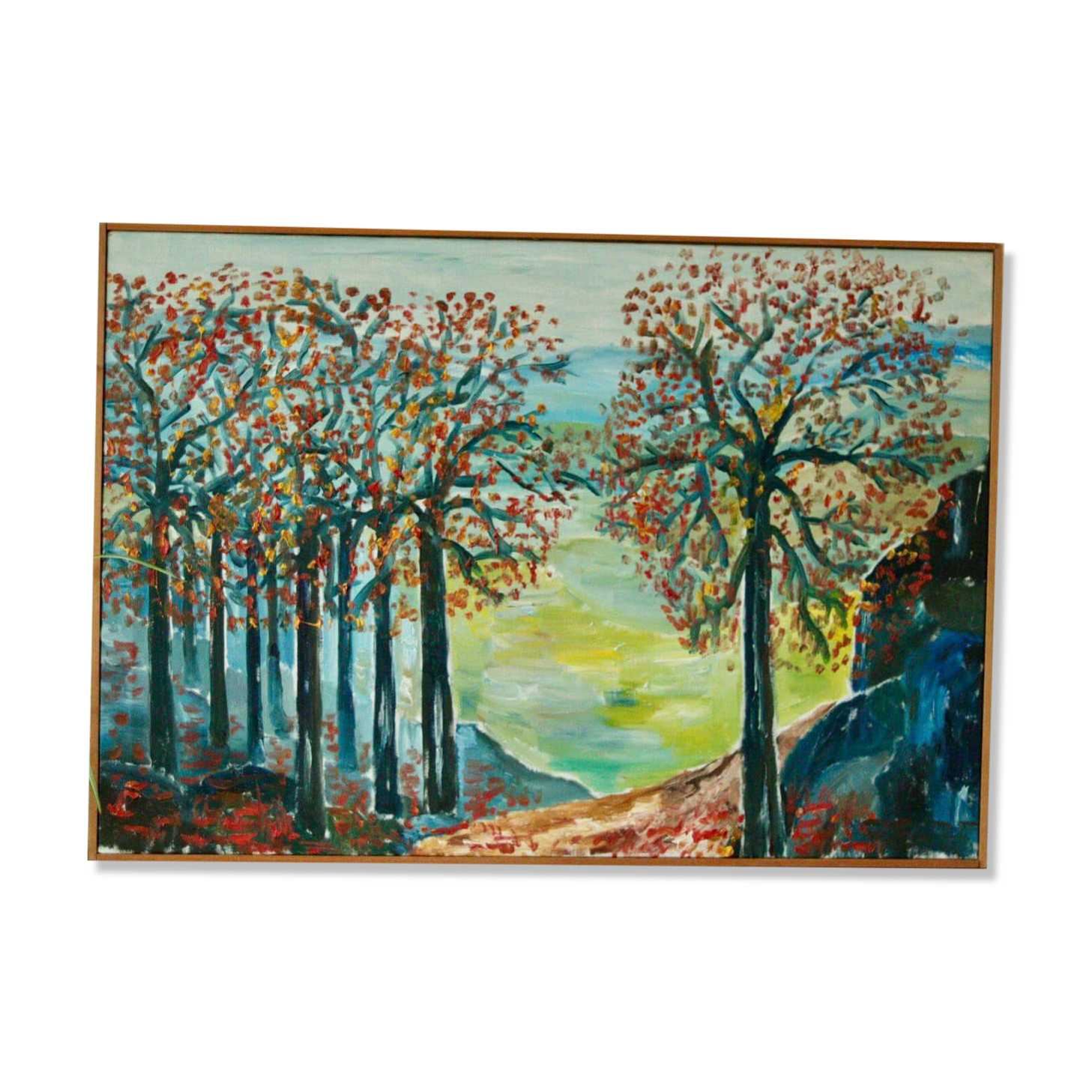 Original vintage Swedish oil on canvas – "Autumn Trees"
