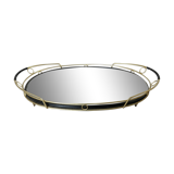 Mirror tray, modernist, minimalist, in gold metal and scoubidou, 1950-1960