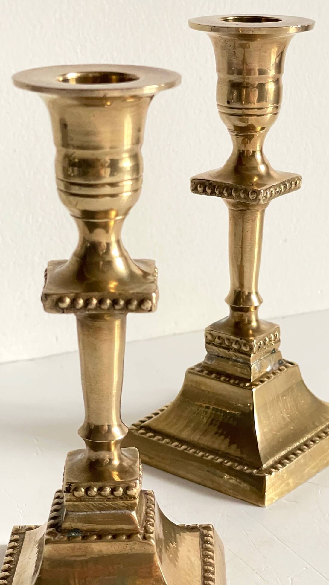 Pair of Vintage INDIA Solid Brass CANDLE HOLDERS