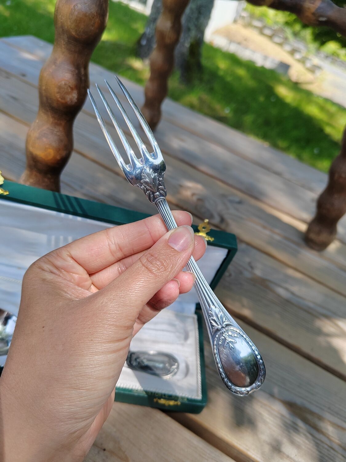 Christofle fork and spoon set in silver metal