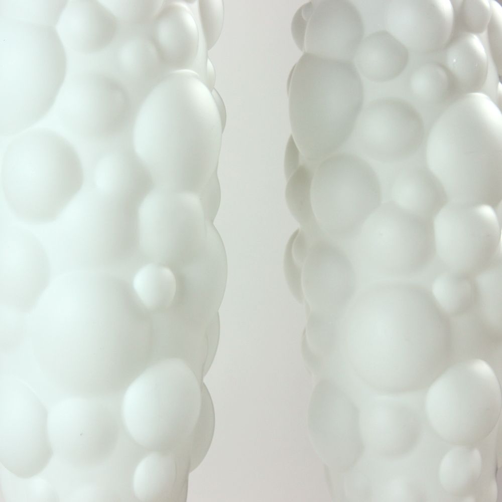 Bubble pendants in white opaline glass, Czechoslovakia 1960s, set of 2
