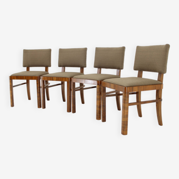 1930s Set of Four Restored Art Deco Dininng Chairs, Czechoslovakia