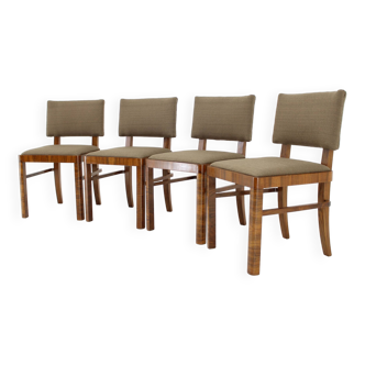 1930s Set of Four Restored Art Deco Dininng Chairs, Czechoslovakia