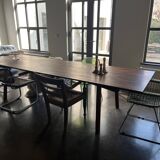Large parquet effect dining table