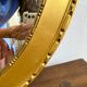 XXth oval mirror, gilded wood trumeau, beveled ice, vintage medallion mirror