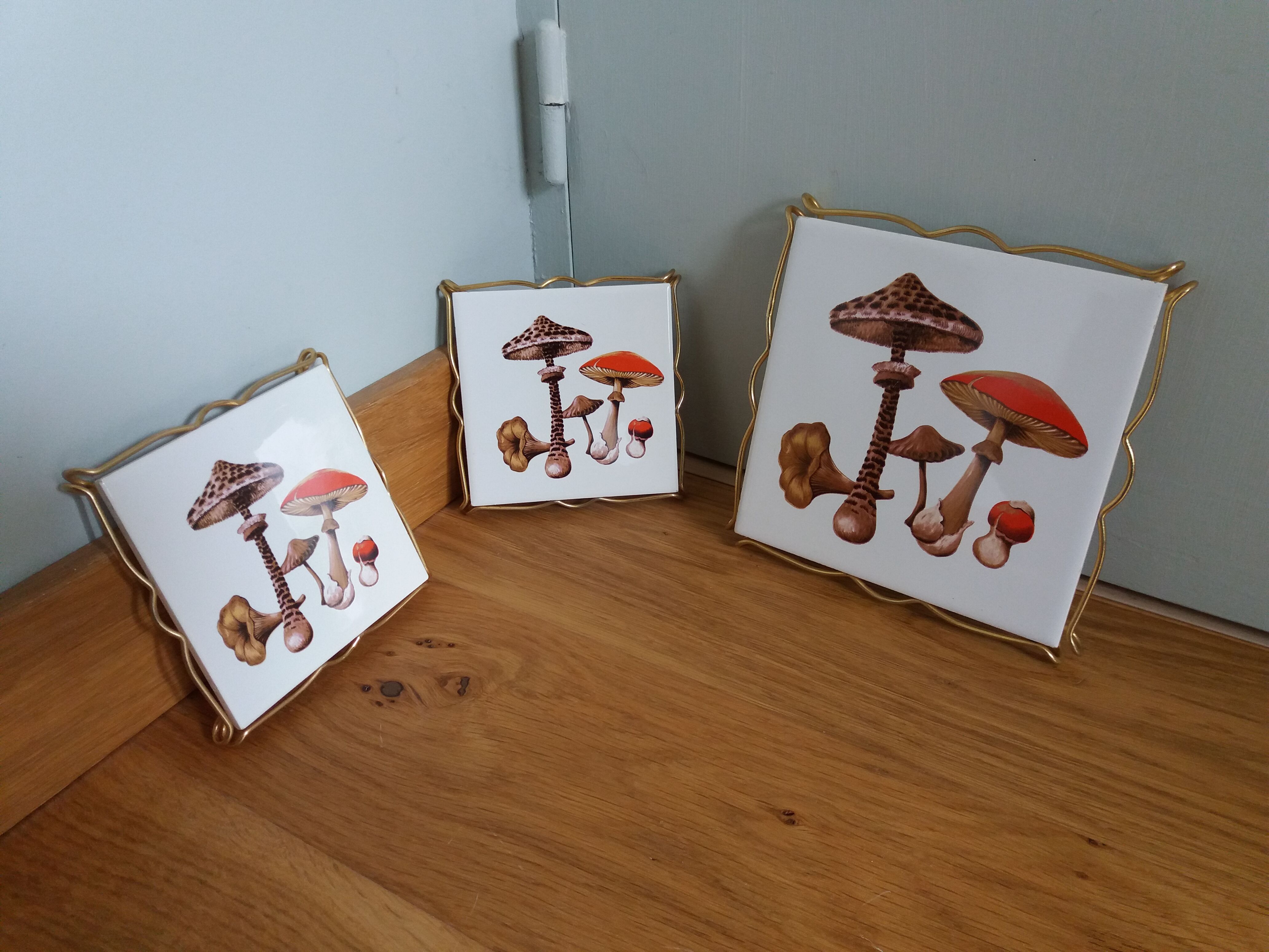 Underside faience of Gien decoration mushrooms