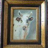 Animal pastel, study of a white cow.