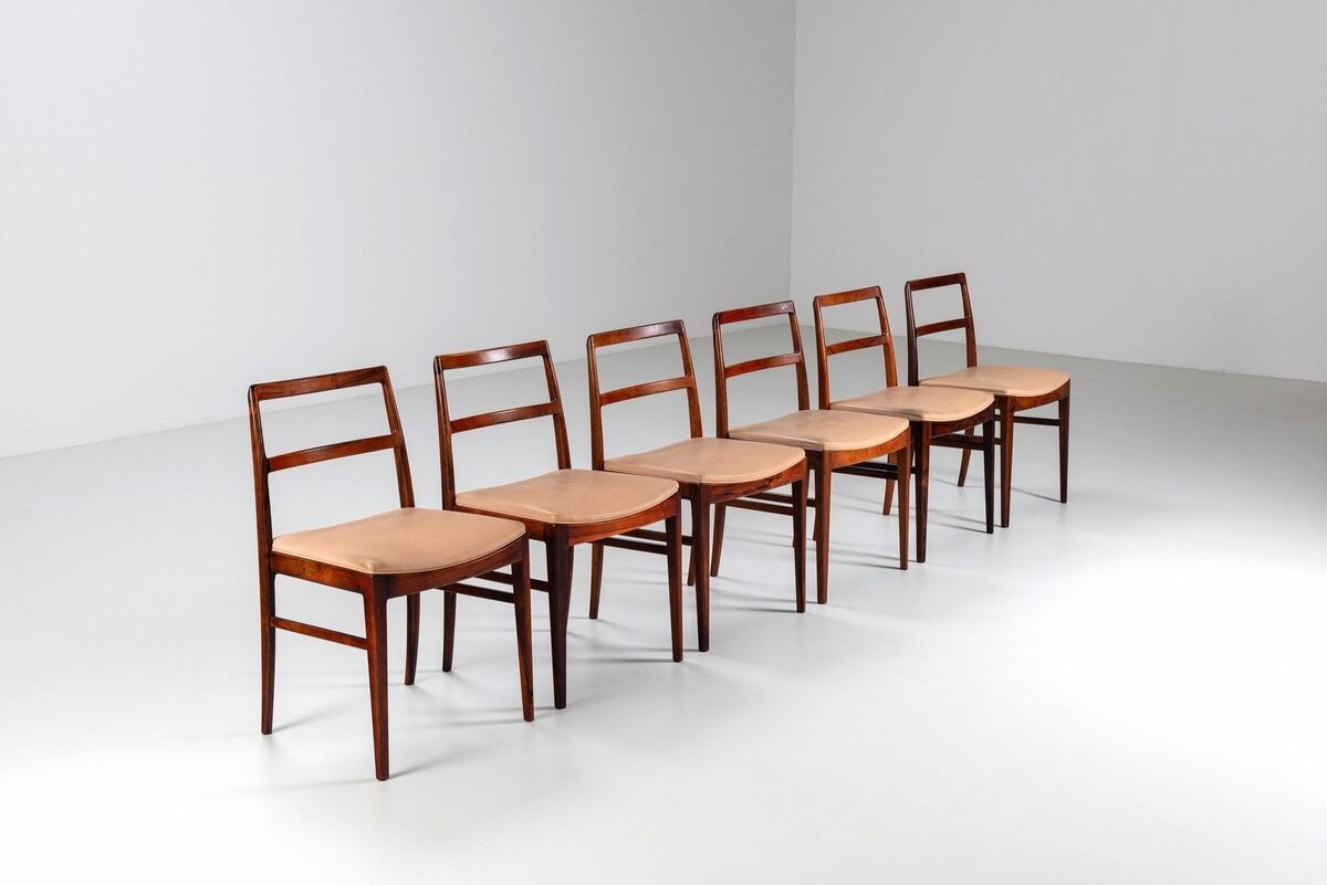 Arne Vodder model 430 dining chairs rosewood Sibast Mobler Denmark 1960