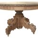 Table with central leg in solid oak, natural wood, carved base
